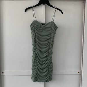 Sage Green Bodycon Dress • Size S • Spring, Mini Dress, Pastel, Mint, Ruched